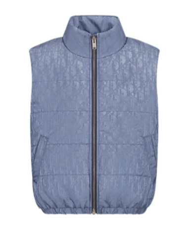 Dior Zippered Sleeveless Cotton Dress In Blue