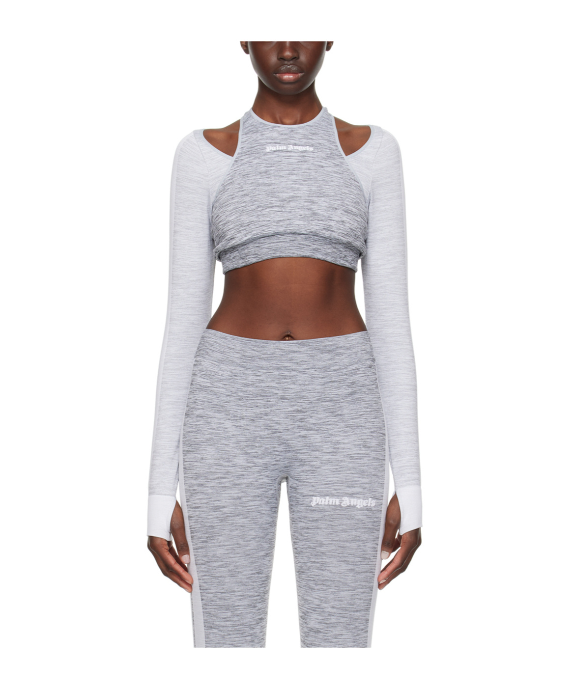 Palm Angels Layered Structure Design T-shirt In Gray