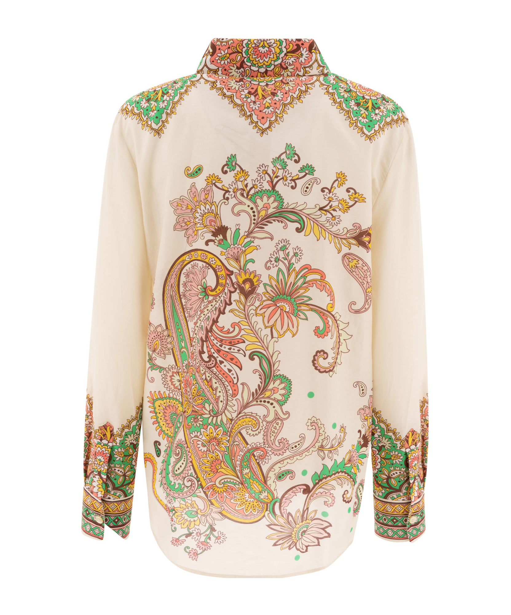 Etro Multicolor Shirt With Classic Collar And All-over Paisley Print In Cotton And Silk Woman In Nude