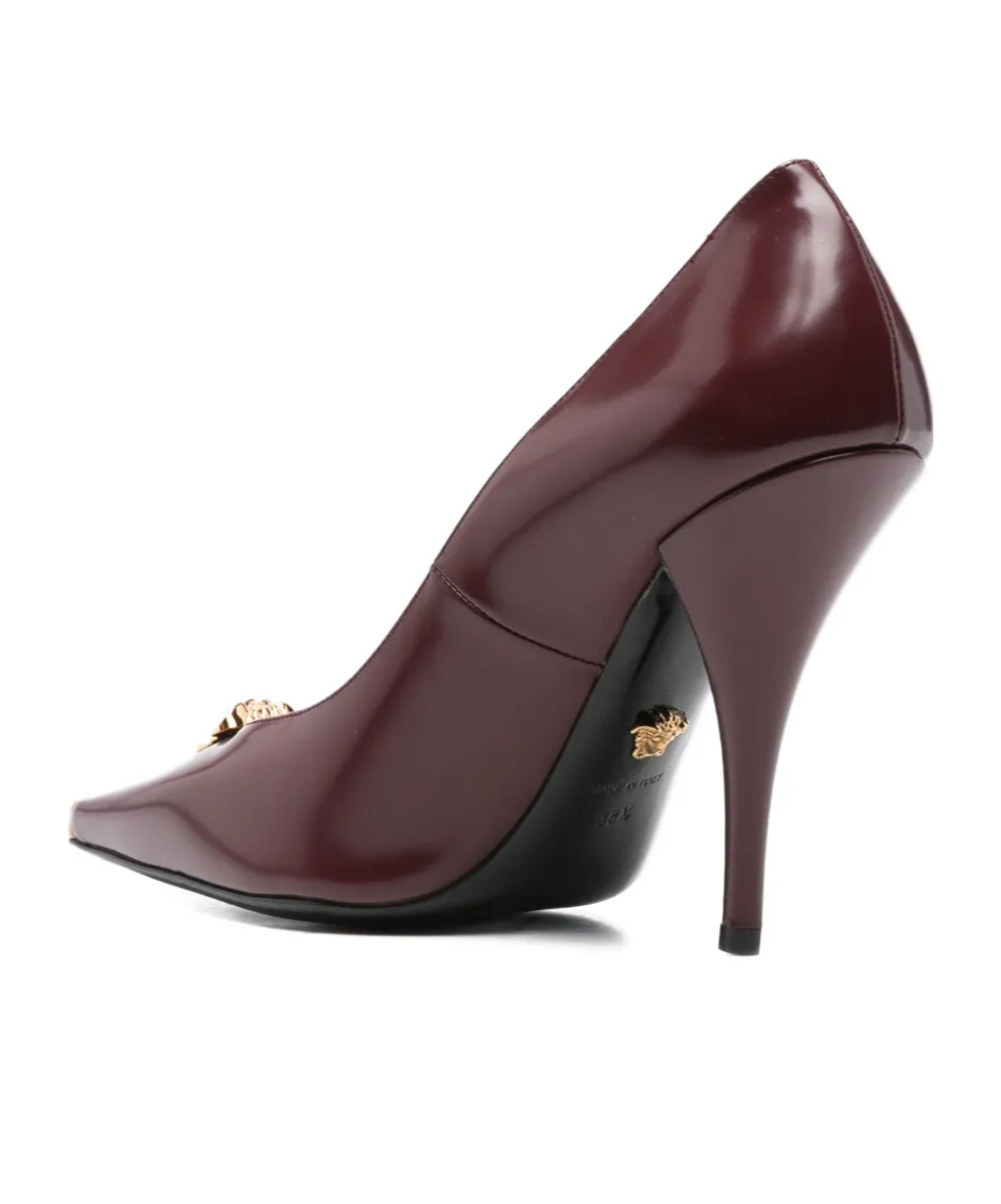 Versace 110mm Medusa-embellished Pointed-toe Pumps In Brown