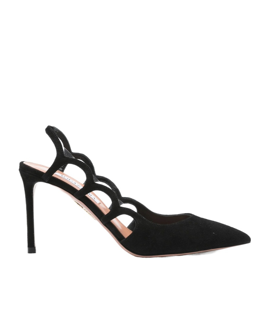 Aquazzura Decollete Bootie Pump 85 In Suede In Black