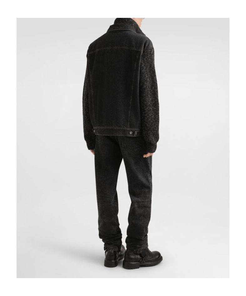 Dolce & Gabbana Tailored Denim And Wool Blend Jacket In Black