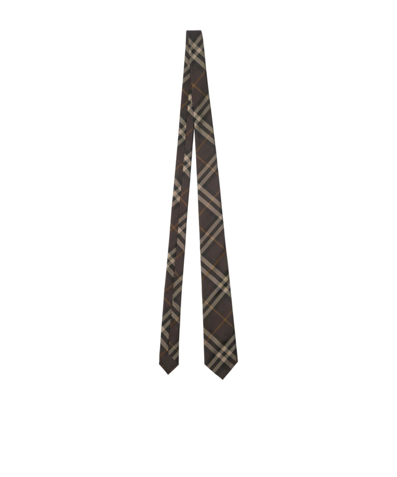 Burberry Check Silk Tie In Brown
