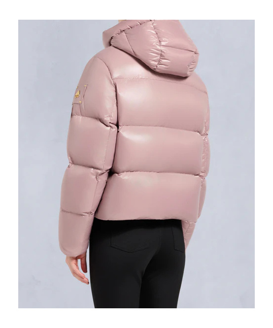 Moose Knuckles Hooded Down Jacket In Pink