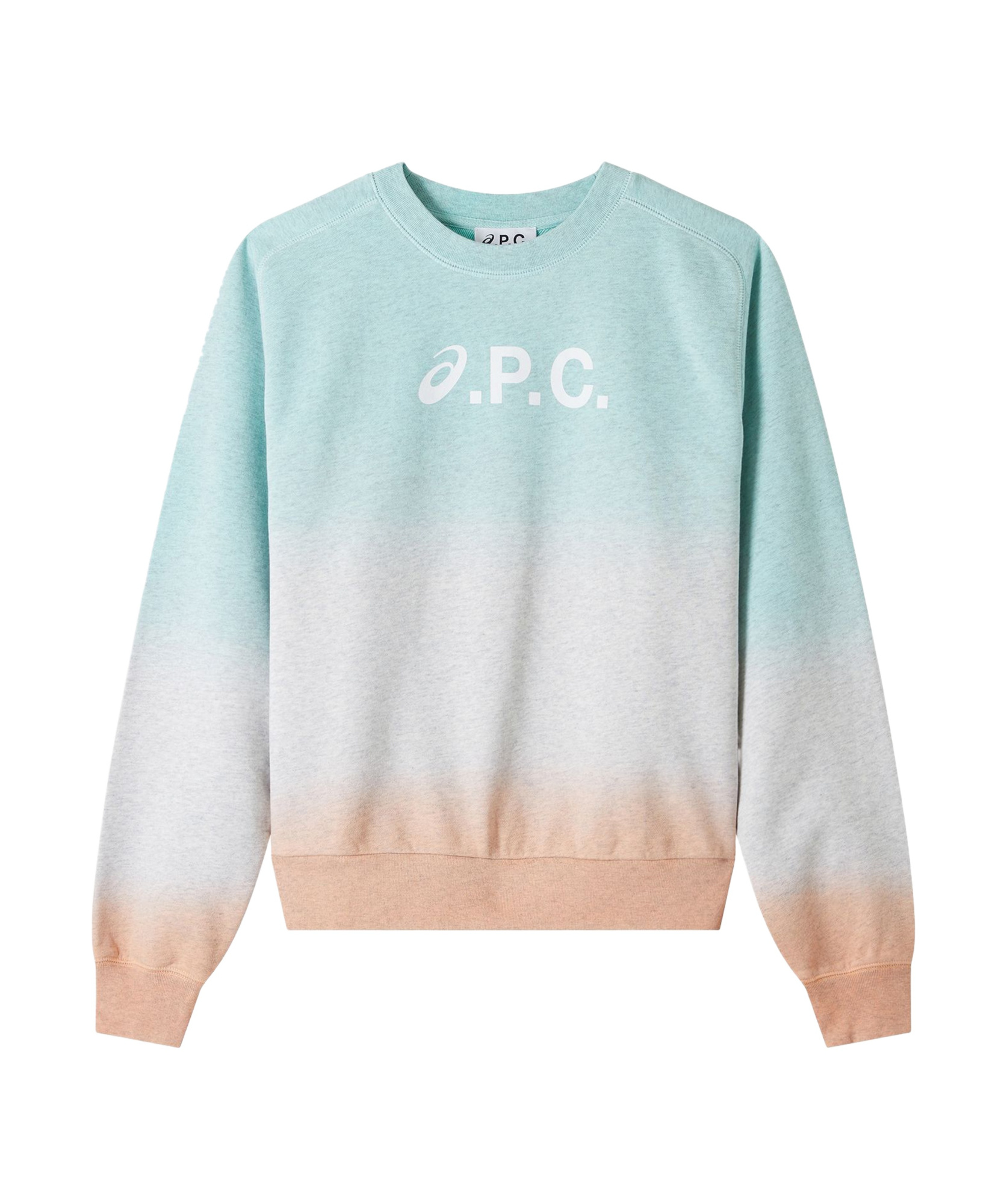 Apc Asics Logo-print Dip-dyed Organic Cotton-jersey Sweatshirt In Blue
