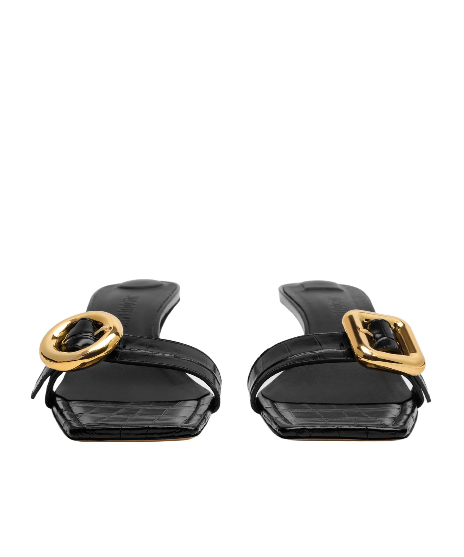 Jacquemus Square-headed High-heeled Sandals In Black