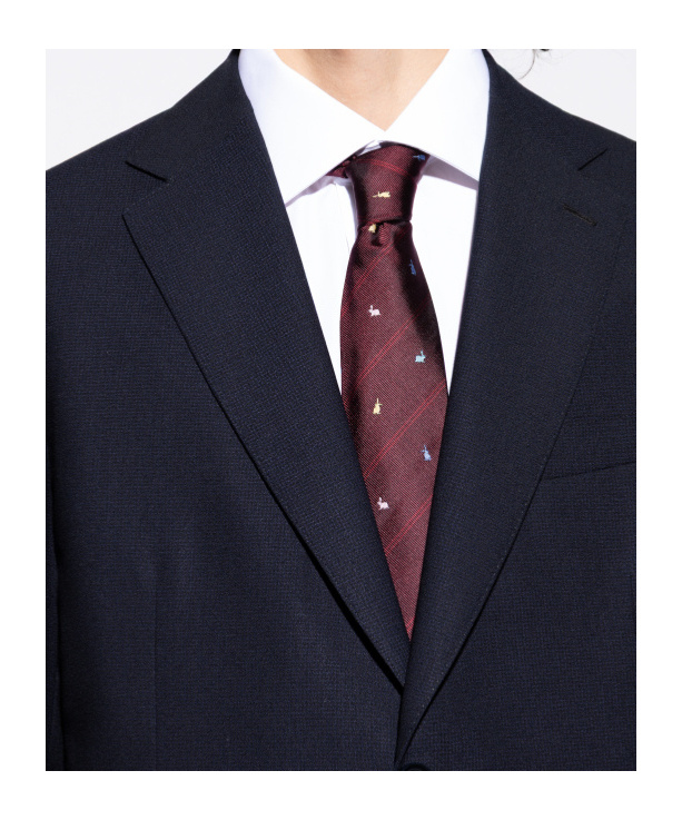 Paul Smith Rabbit-print Striped Tie In Brown