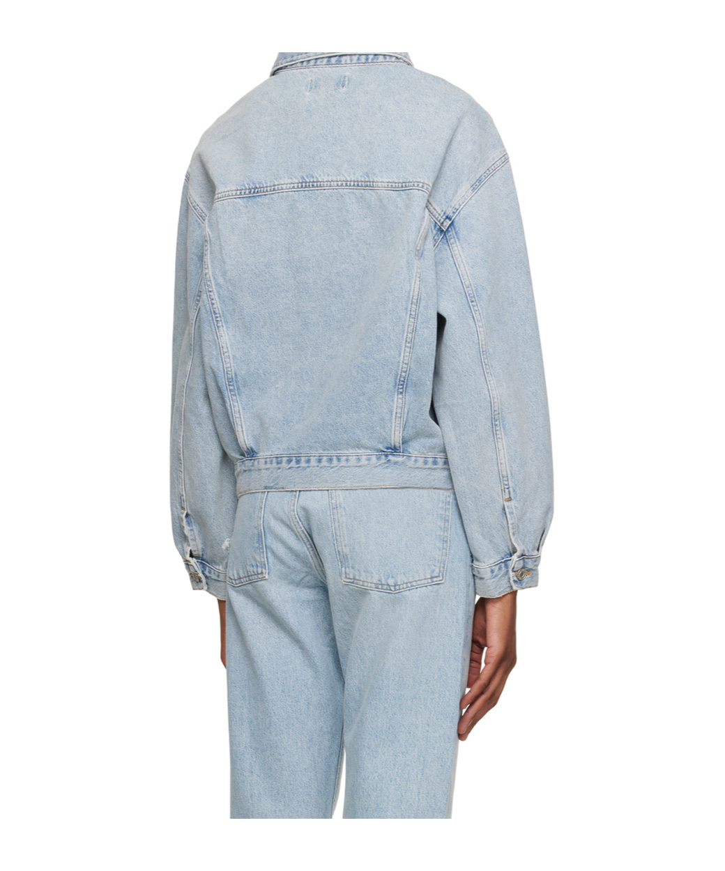 Agolde Buttoned Long-sleeved Denim Jacket In Gray