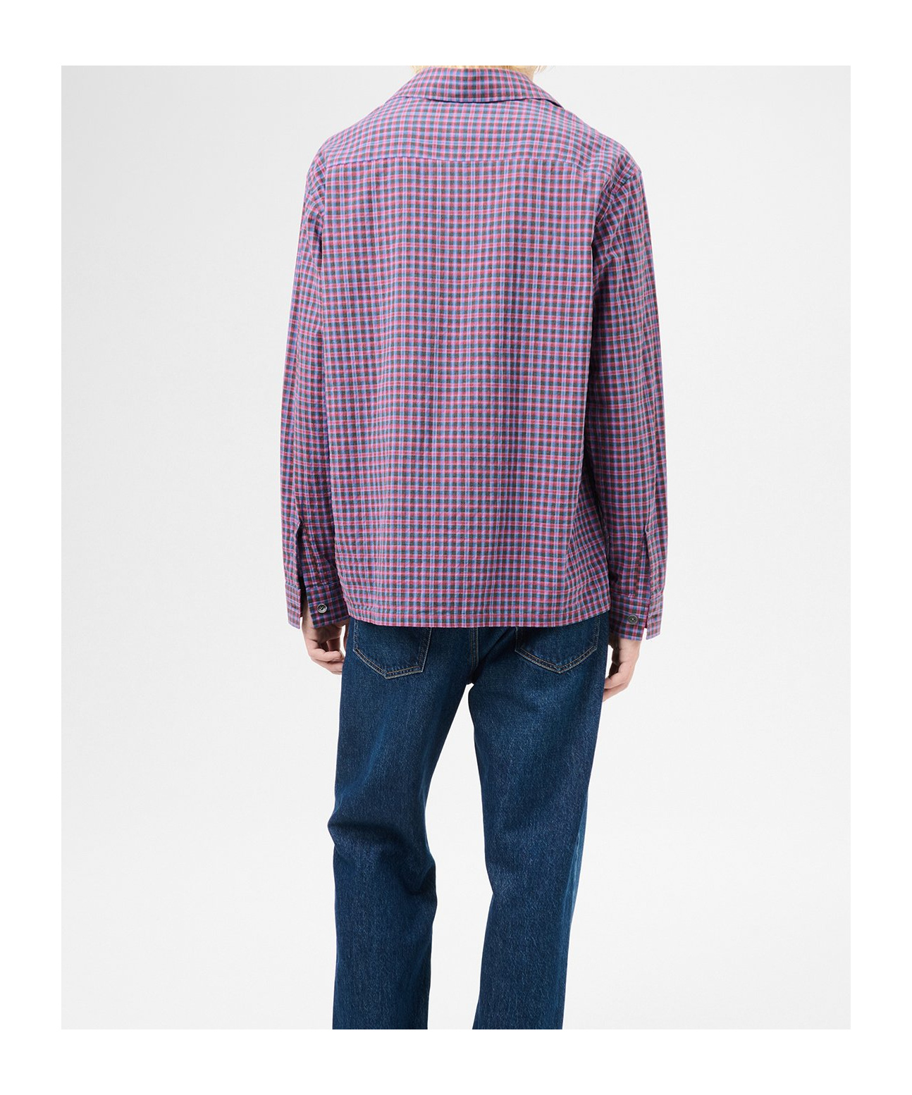 Our Legacy Heusen Convertible-collar Checked Cotton Shirt In Pink