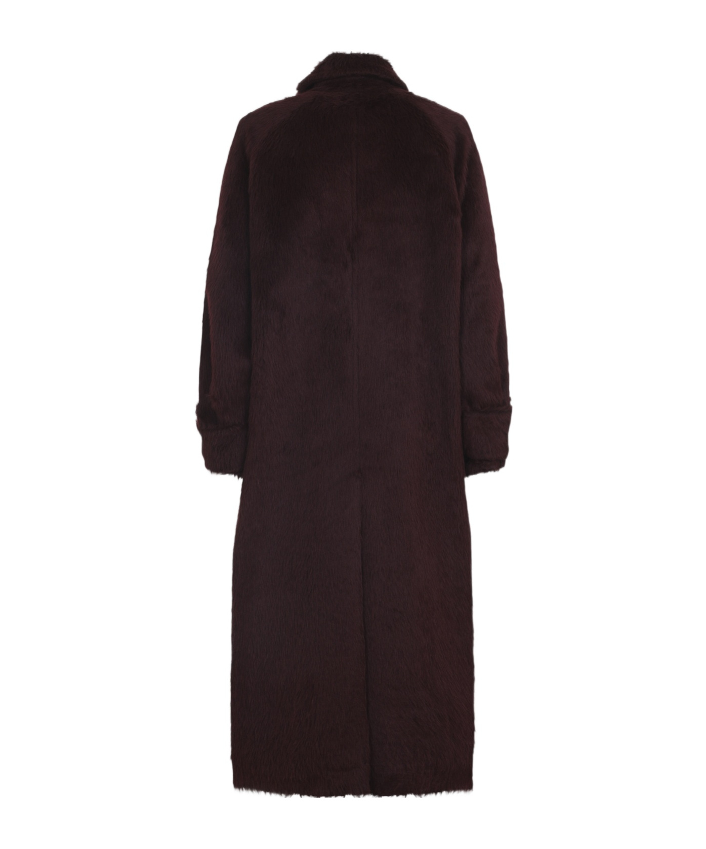 Max Mara Long Notched Lapel Coat With Side Pockets In Brown