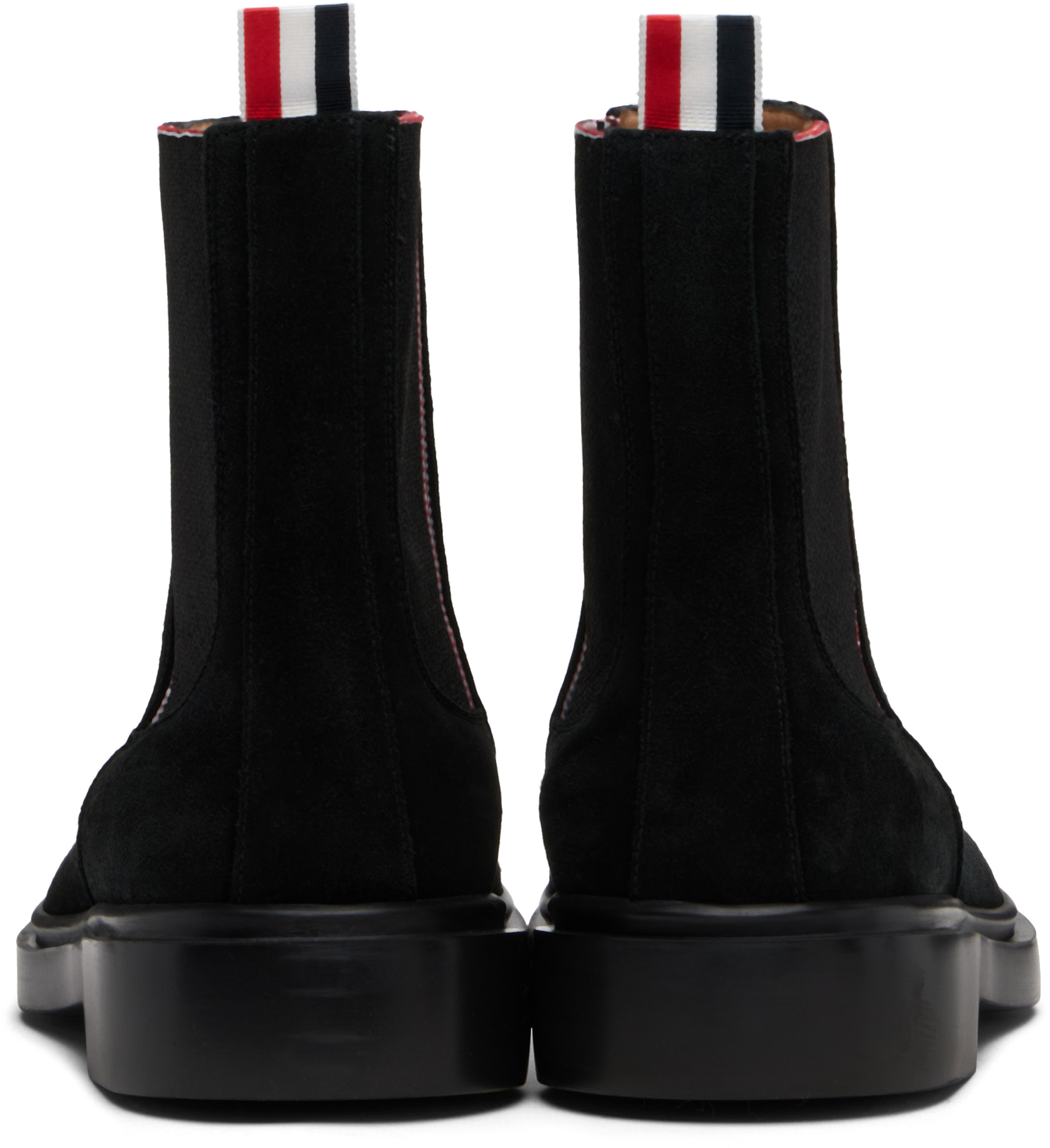 Thom Browne Elastic-panel Suede Boots In Black
