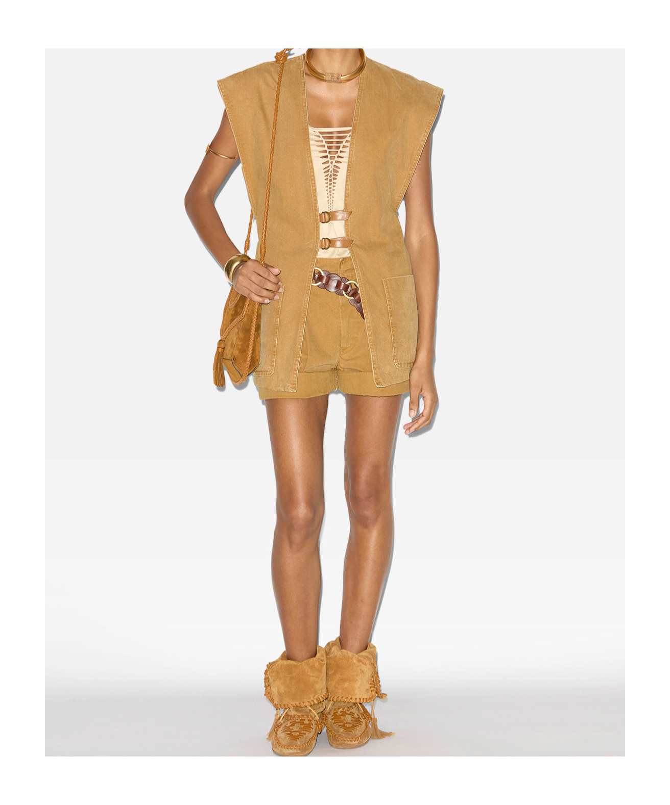 Isabel Marant Vest With Back Seam Detail And Pockets In Brown