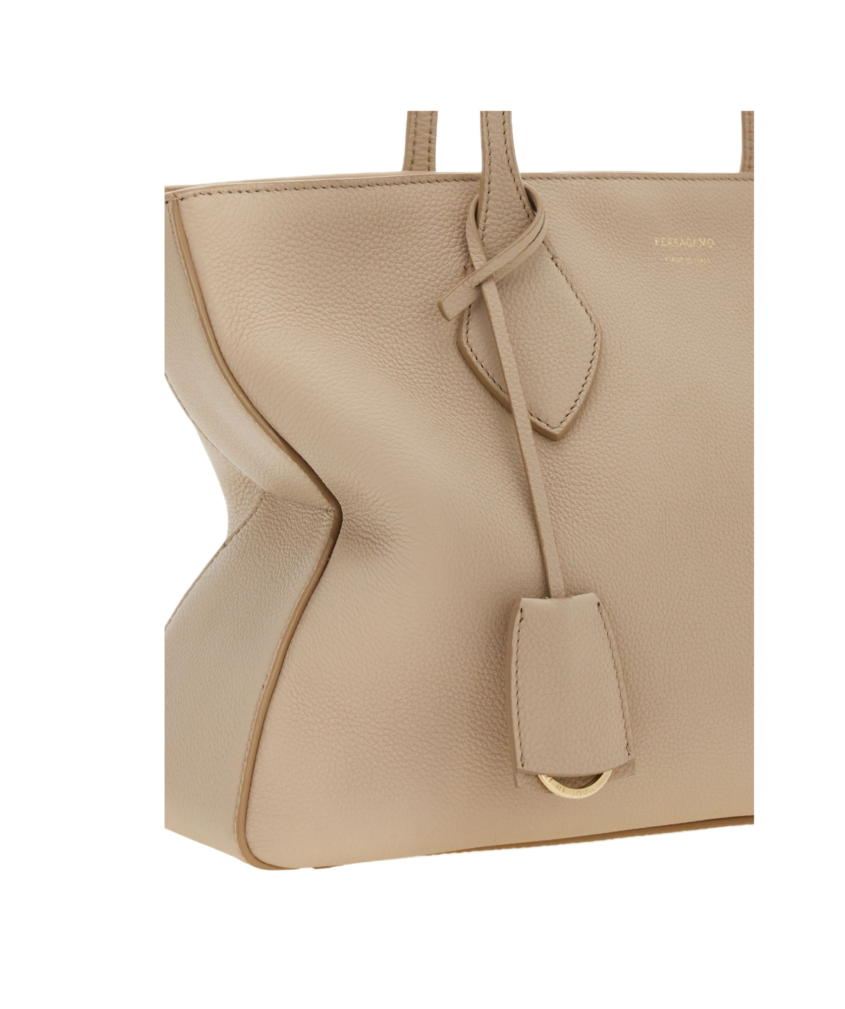 Shop Ferragamo Logo Stamp Tote Bag In Nude
