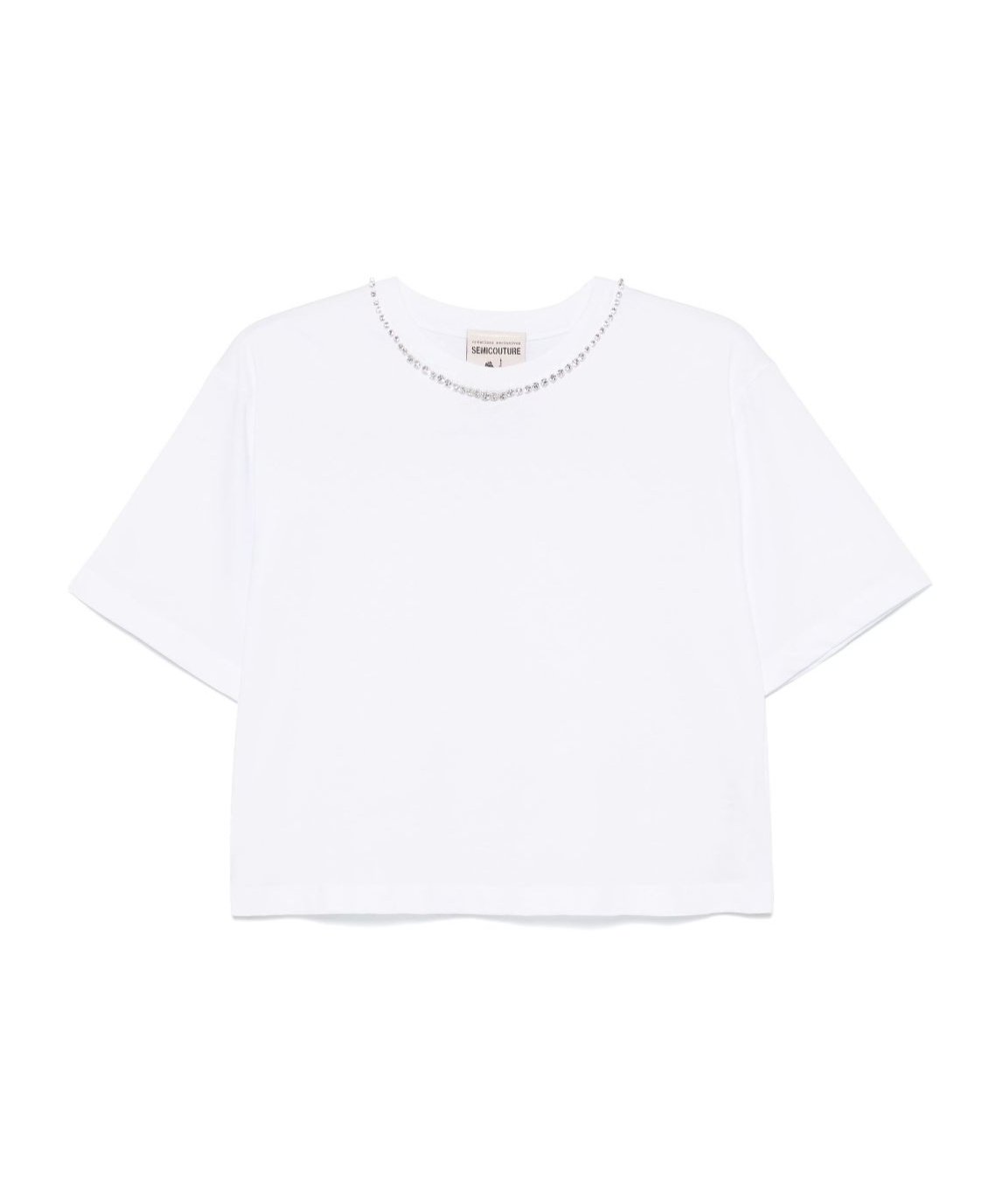 Shop Semicouture Crystal-embellished T-shirt In White