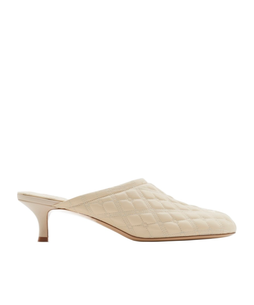 Burberry Baby Quilted Napa Equestrian Mules In Nude