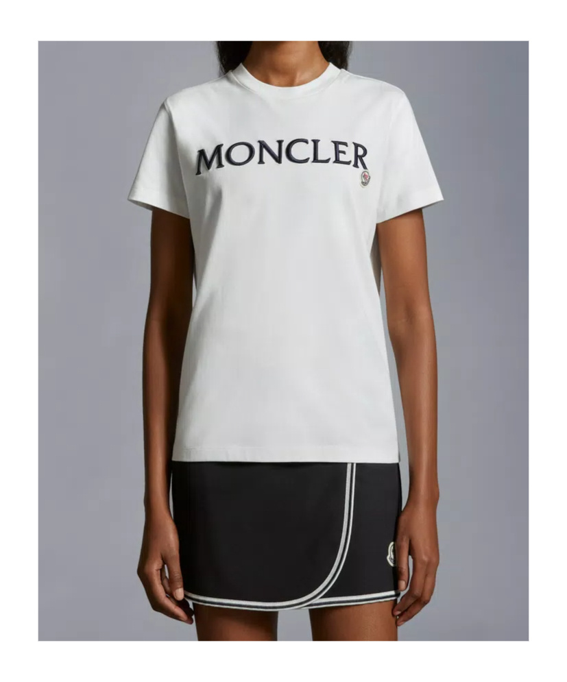 Moncler Logo-embroidered Crewneck T-shirt In White