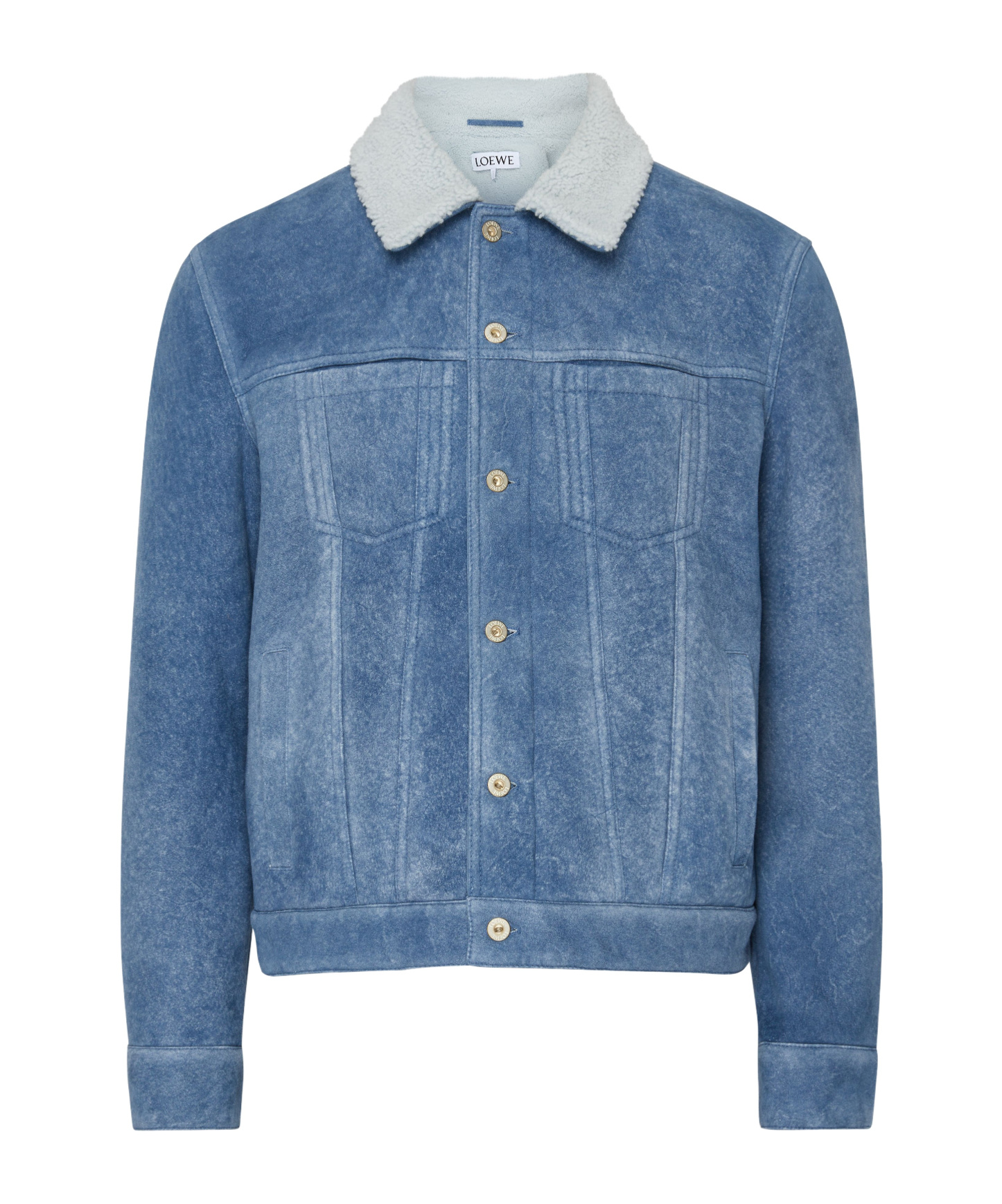 Loewe Wool Collar Denim Jacket In Blue