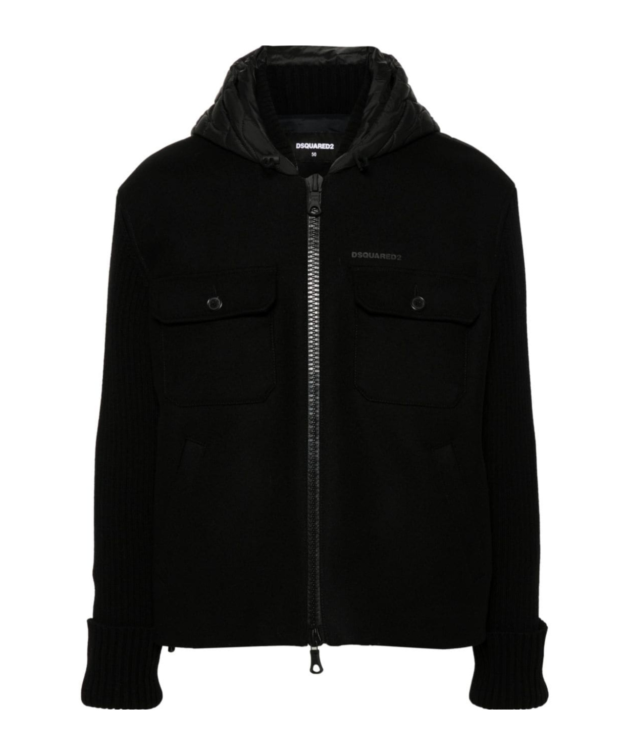 Dsquared2 Contrast-panel Hooded Jacket In Black