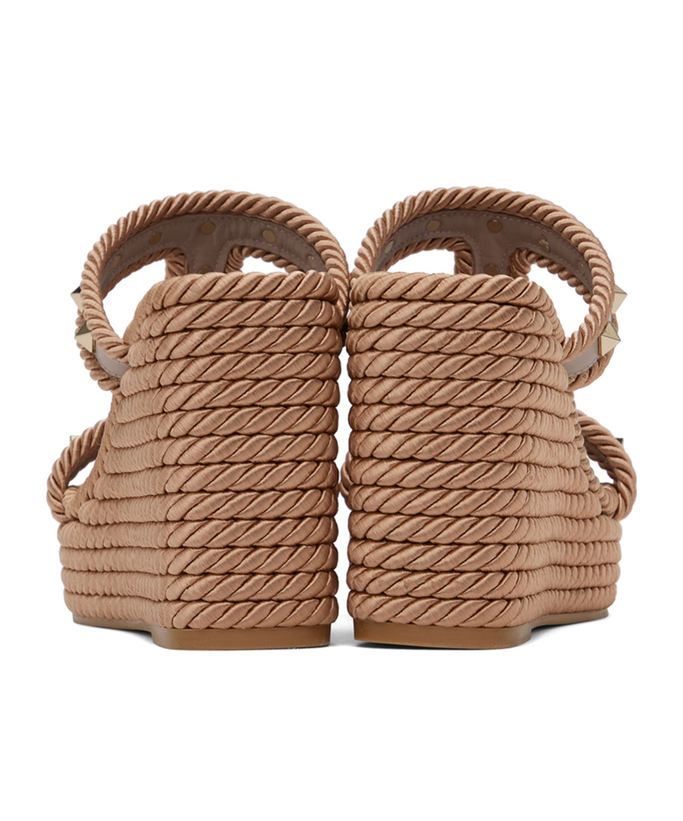 Valentino Rivet Open-toed Wedges In Brown