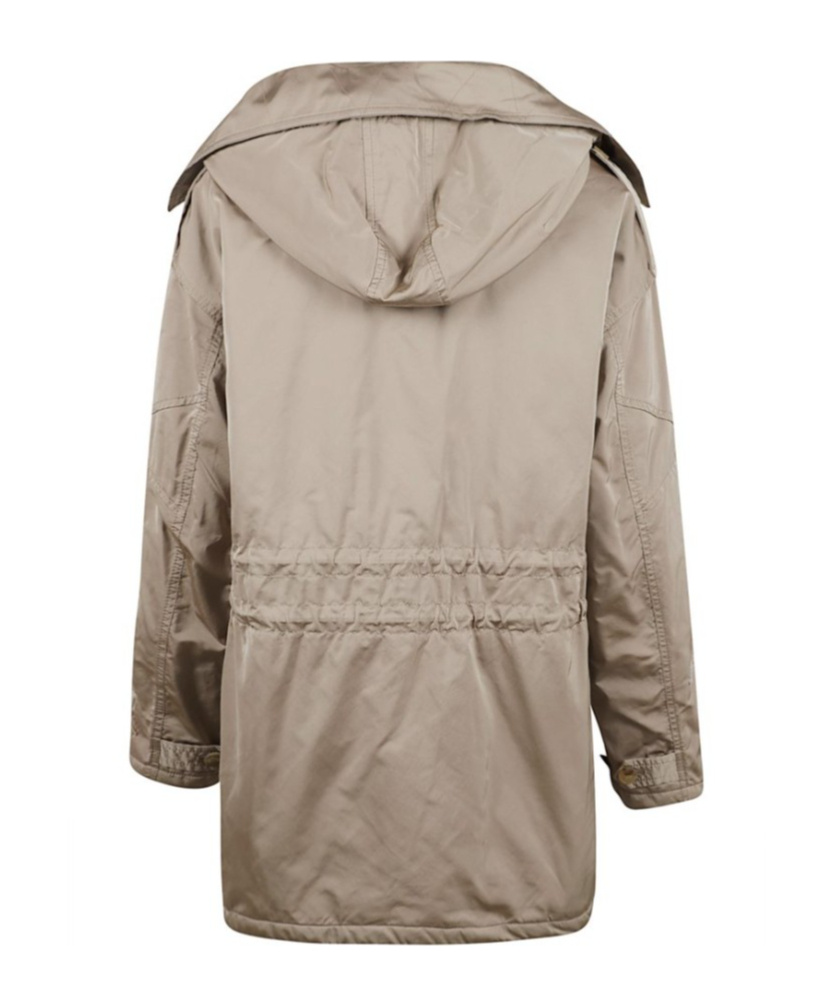 Ermanno Scervino Hooded Embroidered Coat In Neutral