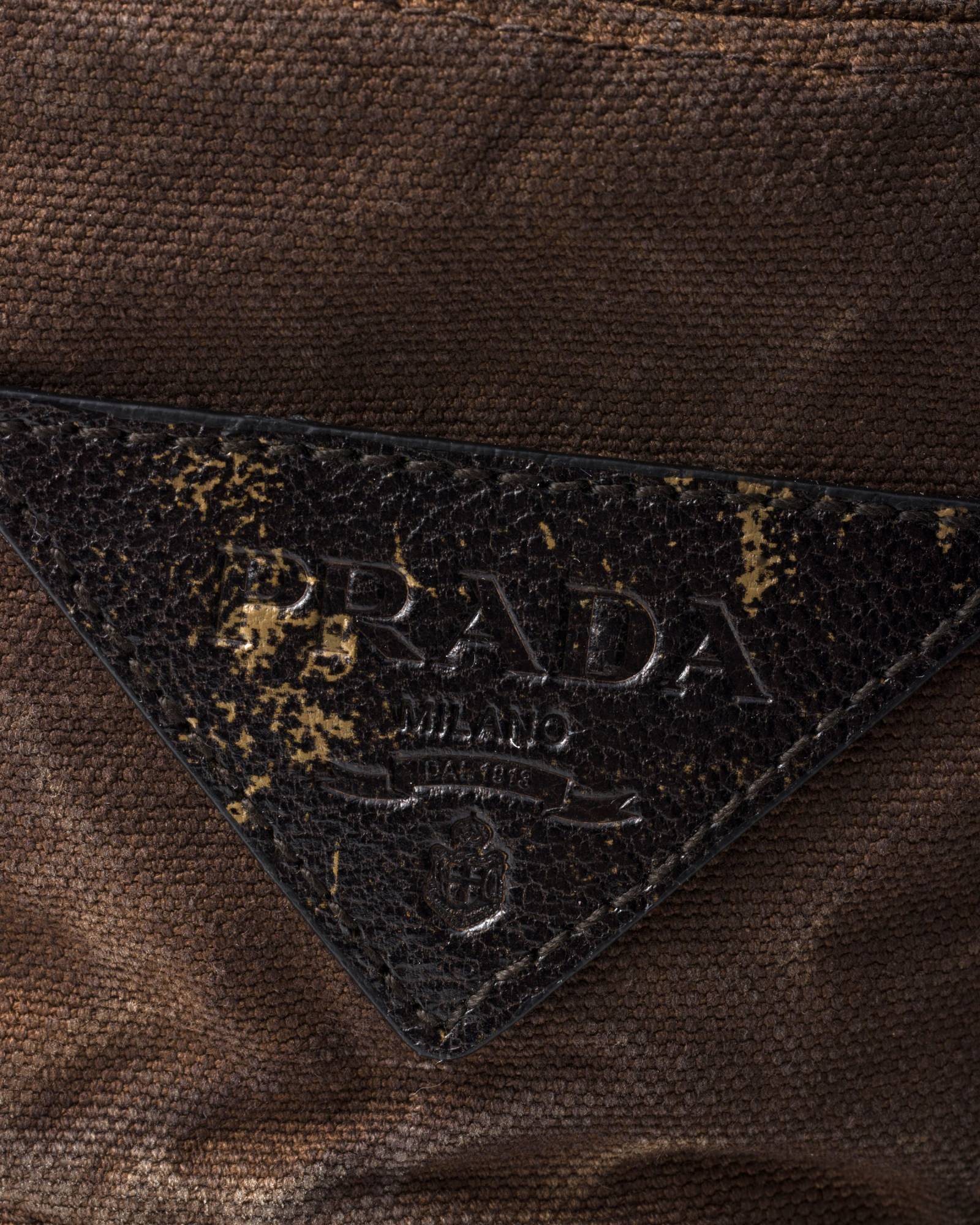 Prada Cotton Triangle Bucket Hat In Brown