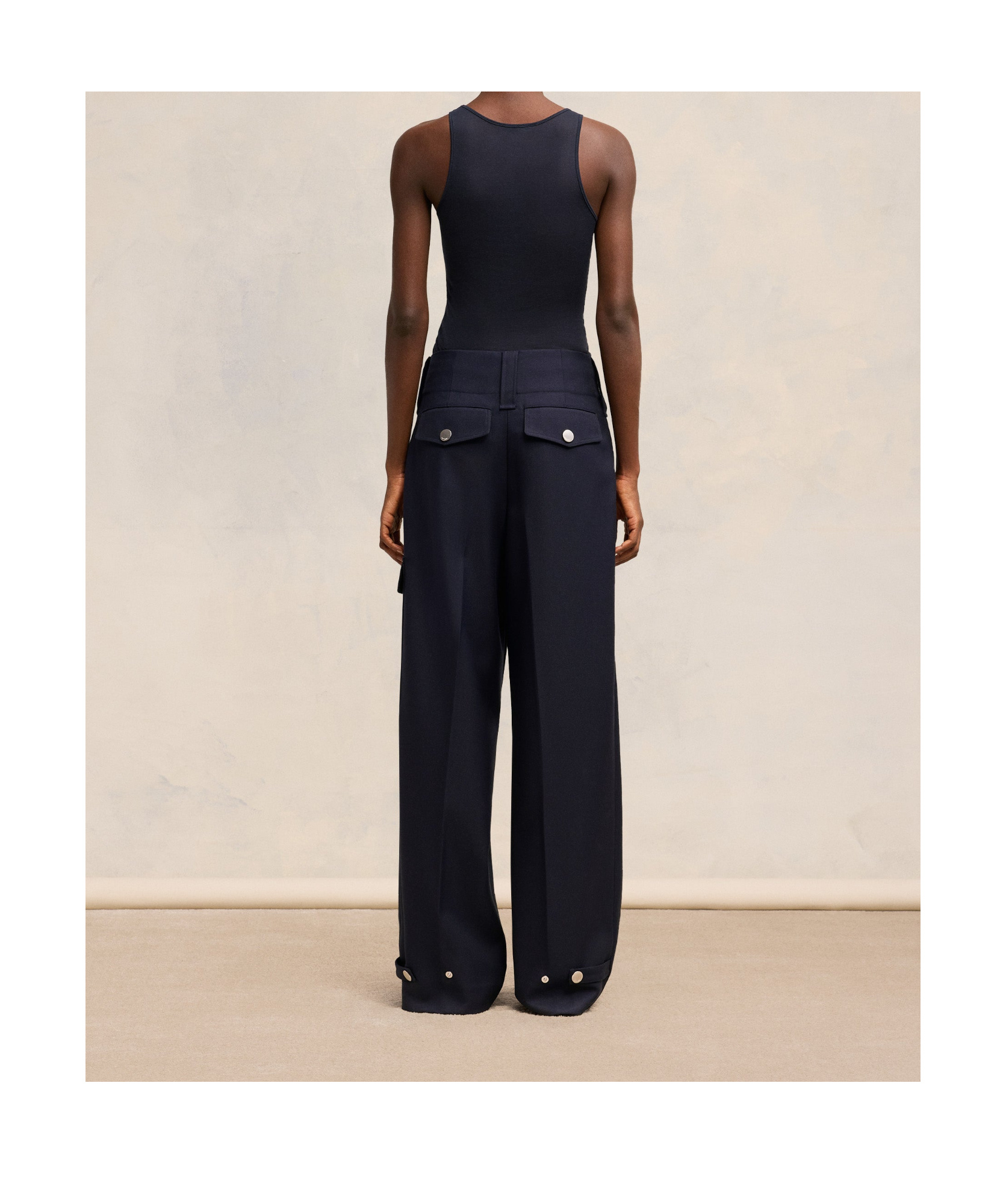 Shop Ami Alexandre Mattiussi Wool Gabardine Casual Pants In Black