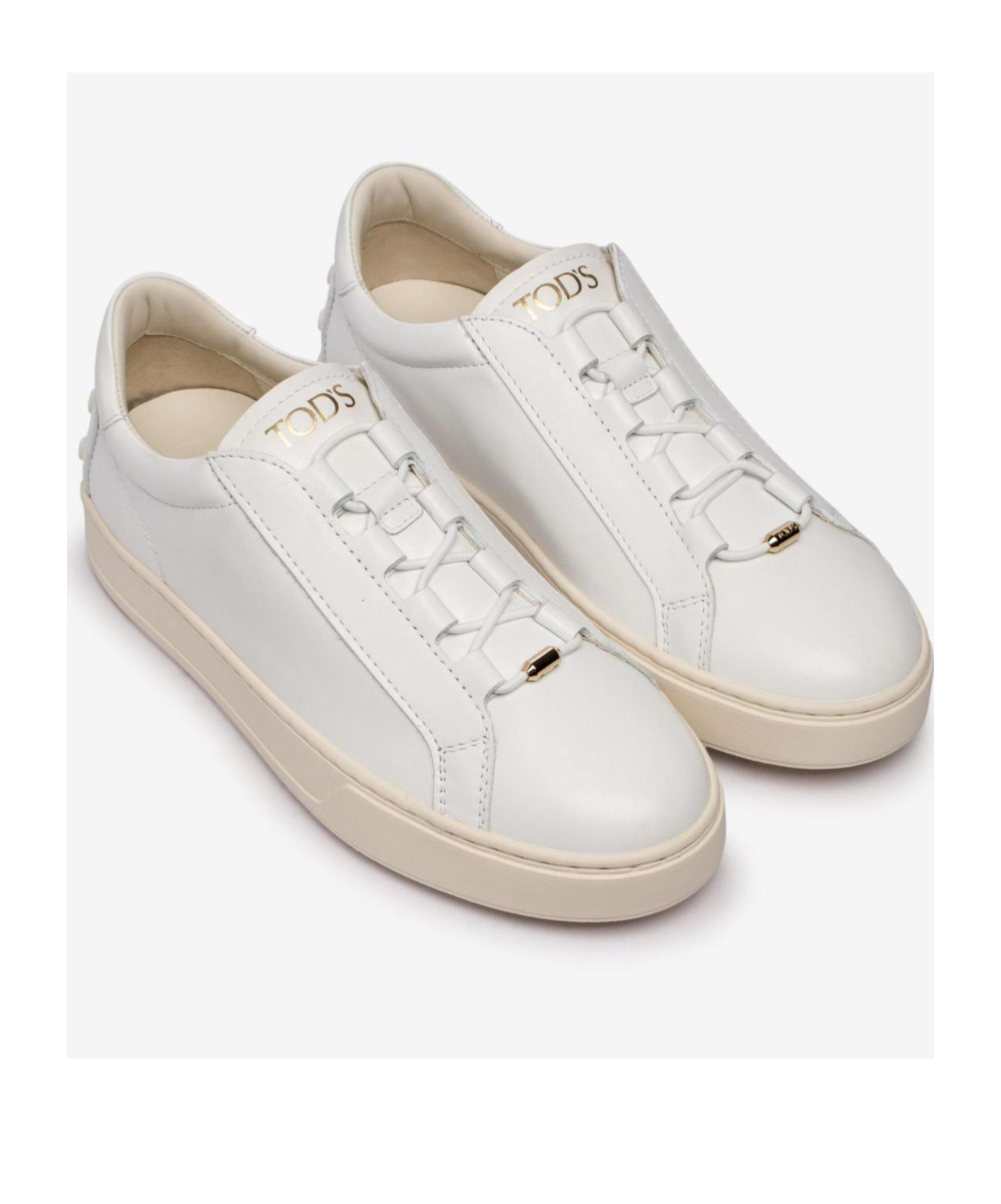 Tod's Round Toe Low Top Casual Shoes In White