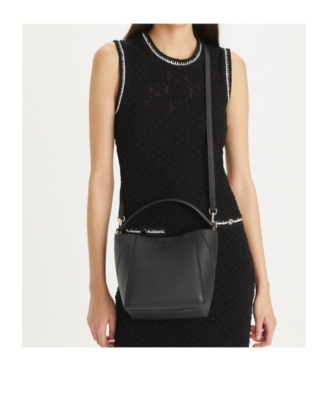 TORY BURCH MCGRAW LEATHER BUCKET BAG