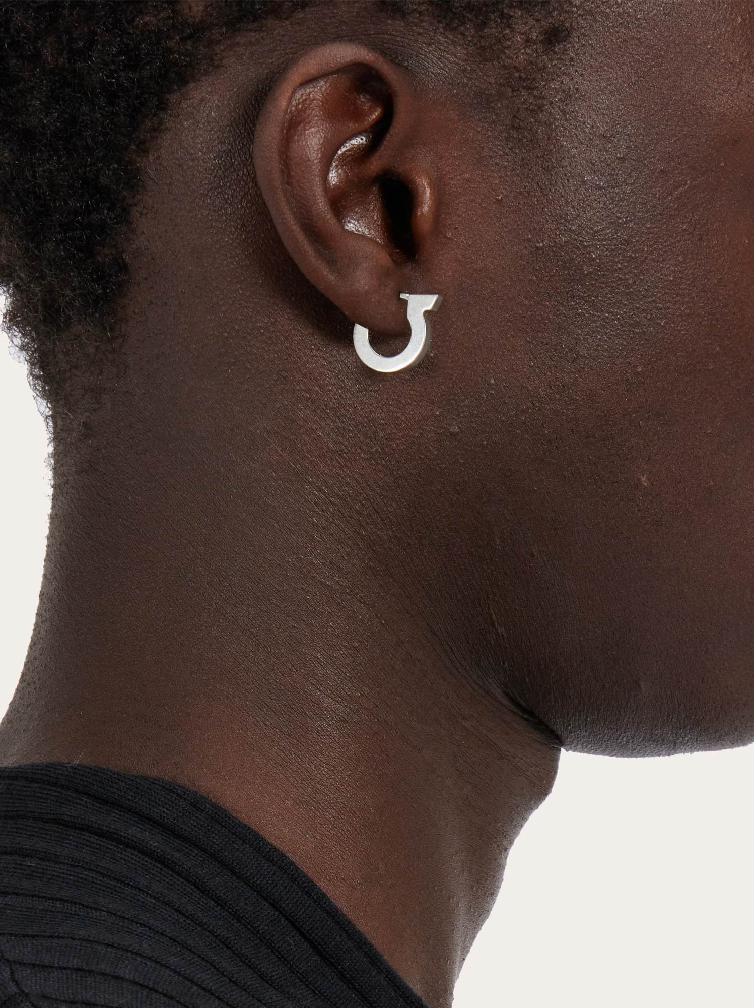 Ferragamo Logo Earring In White