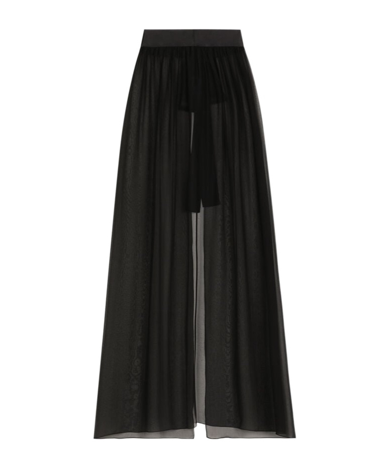 Dolce & Gabbana Black Silk Chiffon Maxi Skirt In Black
