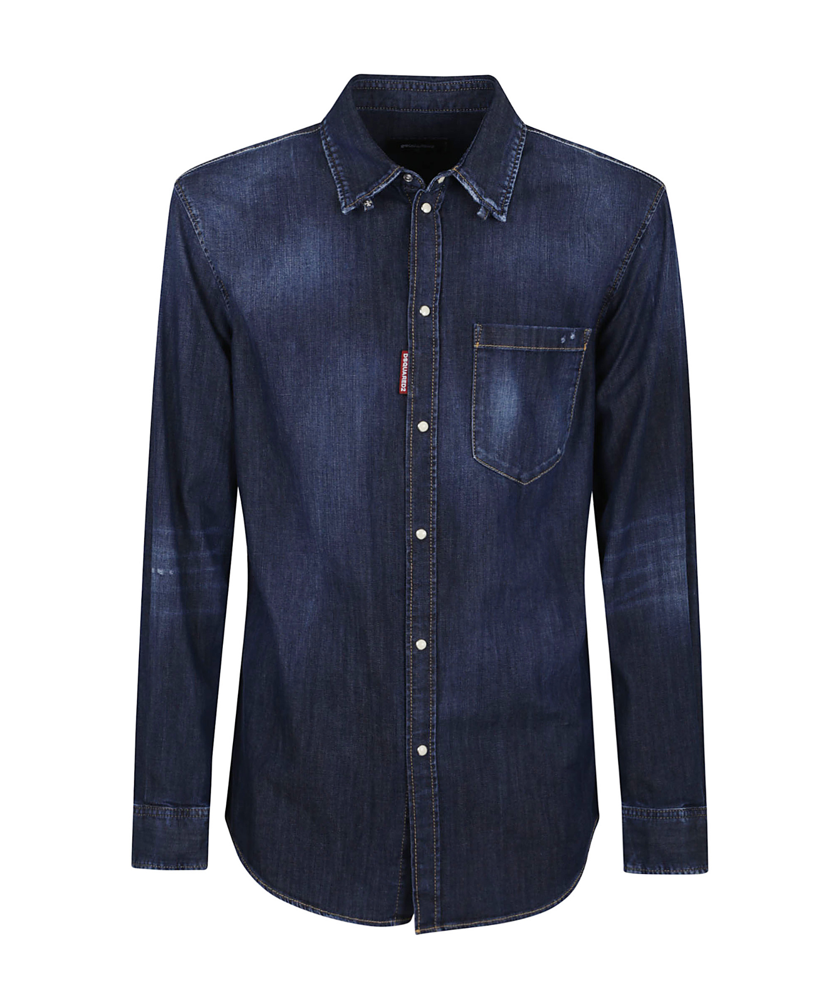 Dsquared2 Long Sleeves Button-up Shirt With Chest Pocket In Black