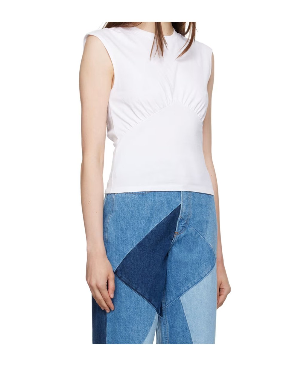 Frame Gathered Detail Vest In White