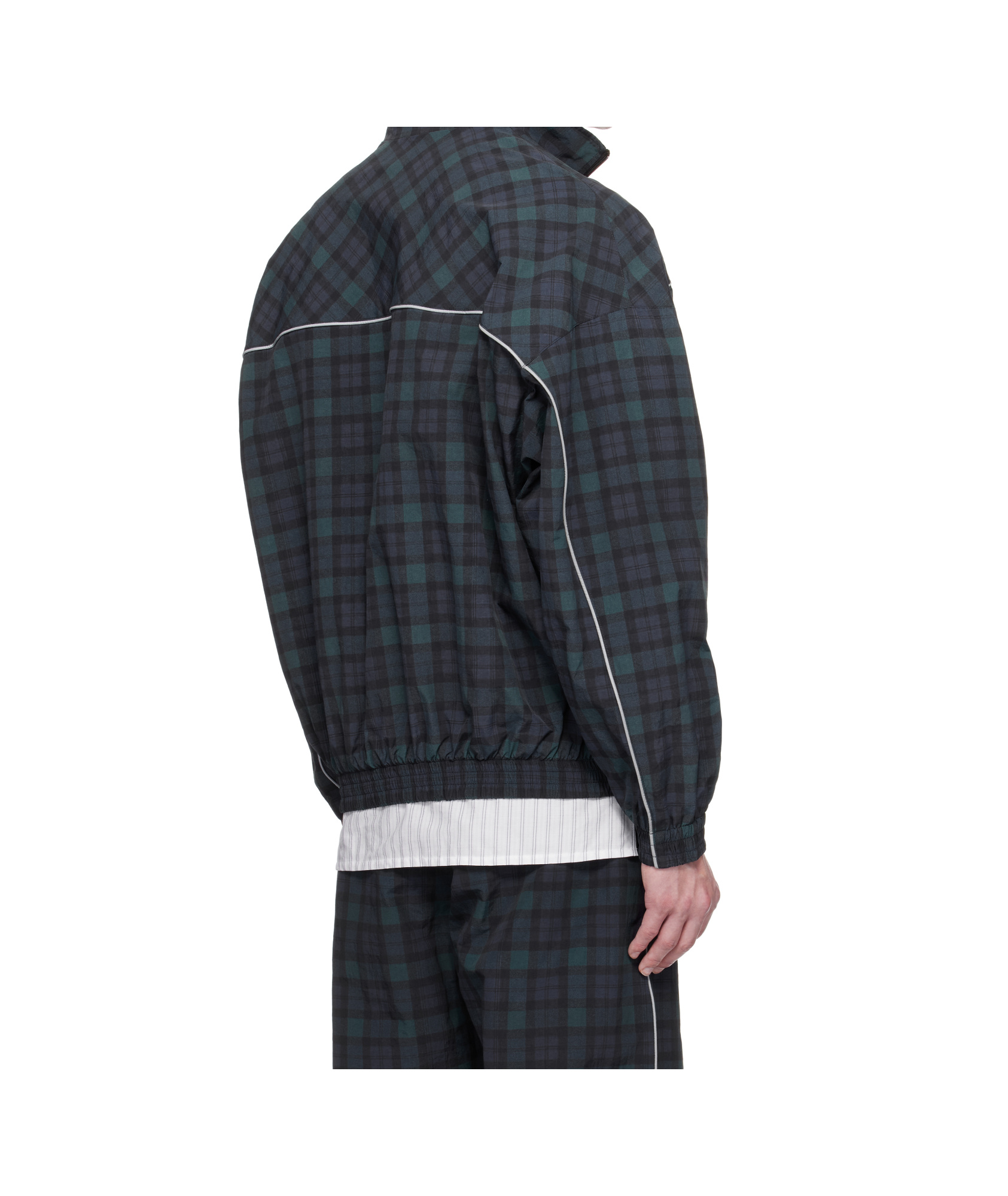 Martine Rose Lightweight Polyamide Jacket With Modern Plaid Pattern In Black