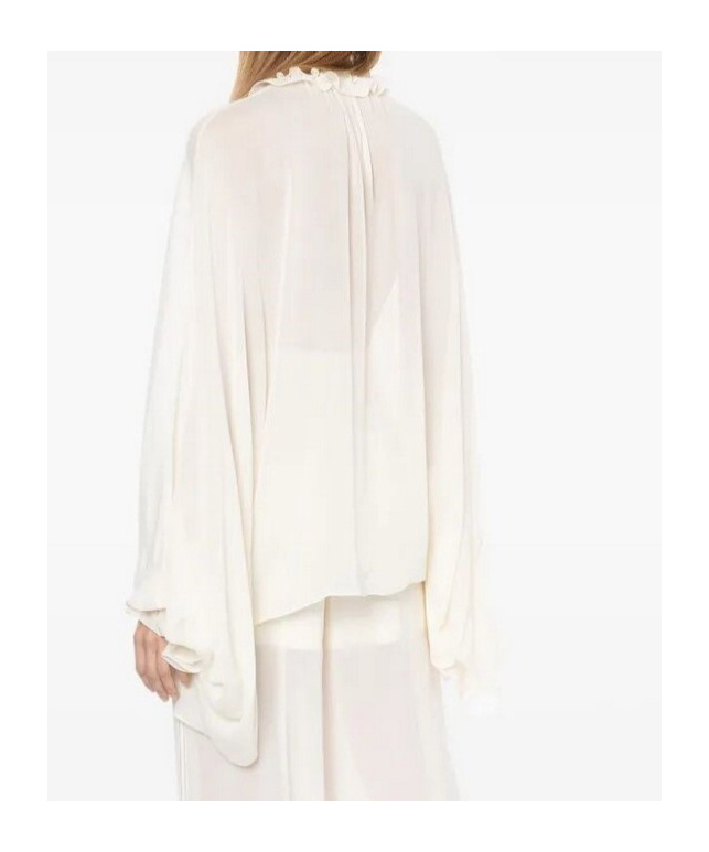 Philosophy Di Lorenzo Serafini Silk Blend Georgette Cape Shirt In White