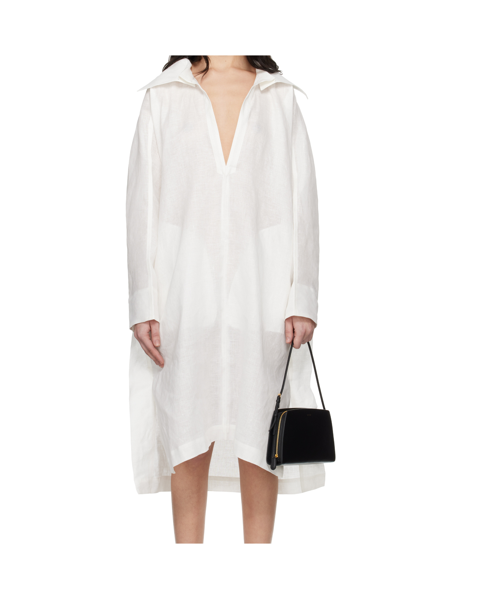 Shop Issey Miyake V-neck Midi Dress In White