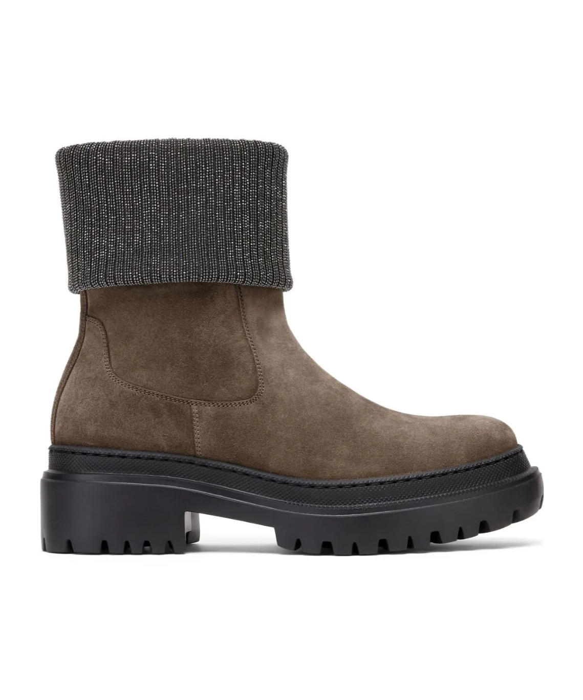 Shop Brunello Cucinelli Monili-trim Block-heel Ankle Boots In Green