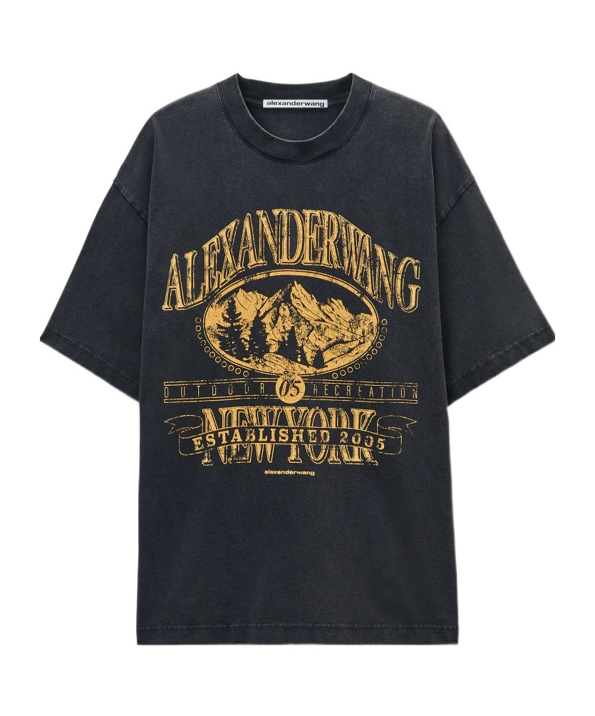 Alexander Wang Black Sunfade-effect Wash Jersey Tee In Black