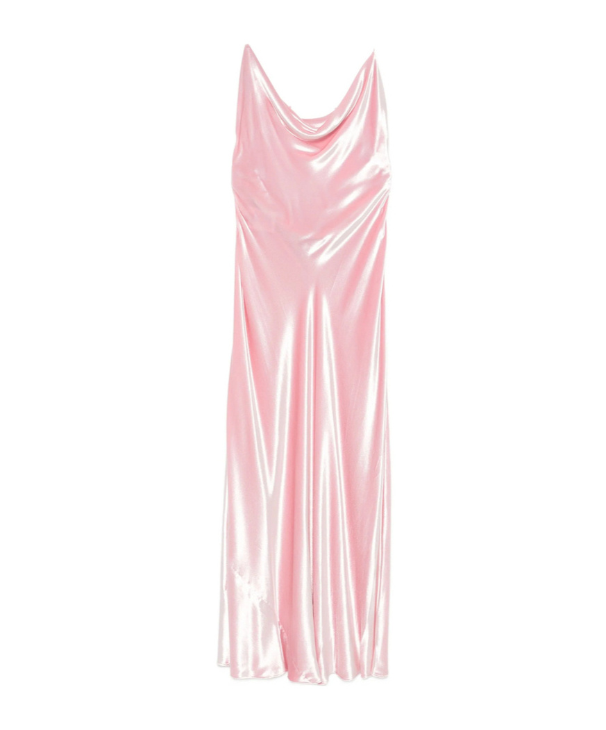 Alberta Ferretti Cowl-neck Strap Dress In Pink