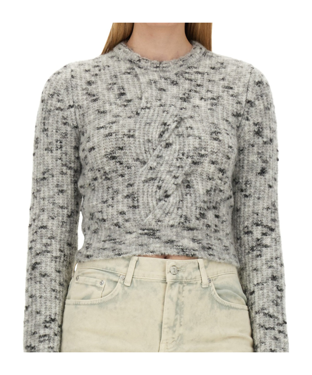 Moschino Textured Knit Cropped Sweater In Nude