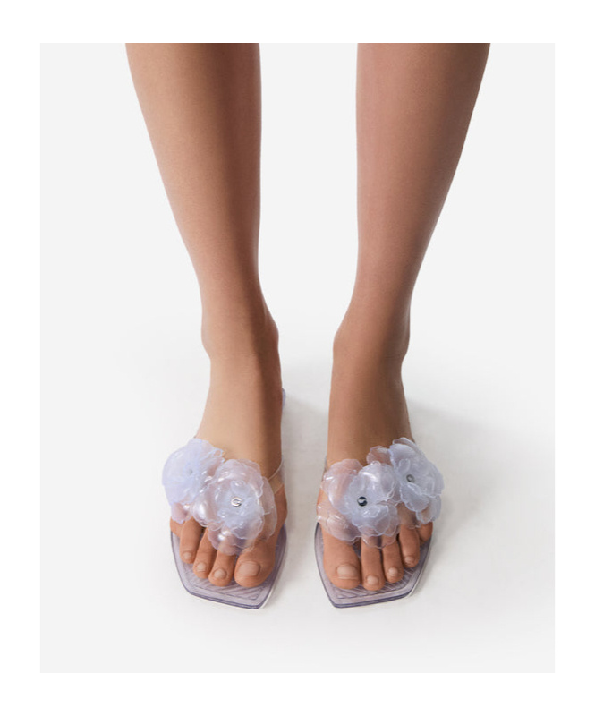 COPERNI SILICONE FLOWER FLAT SANDALS 