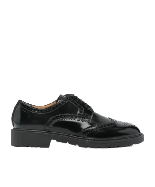 Bally Brogues With Leather Upper And Block Heel In Black