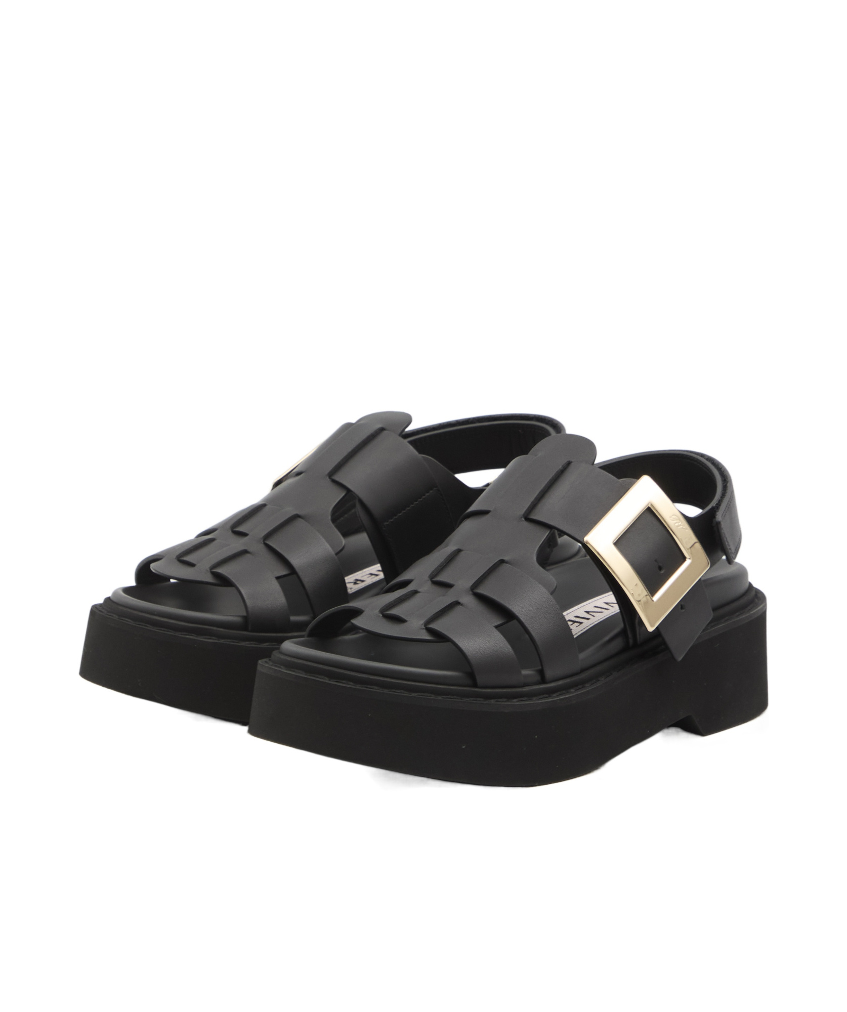Roger Vivier Viv Rangers Buckled Flat Sandals In Black
