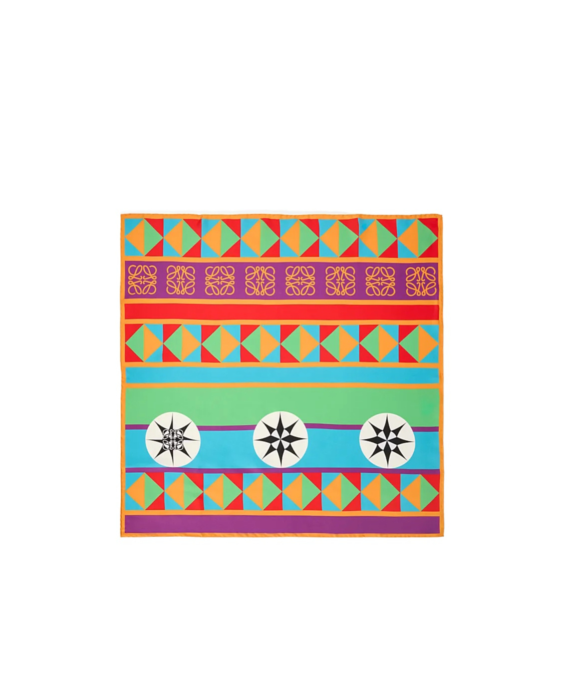 Loewe Anagram Compass Silk Twill Scarf In Multi