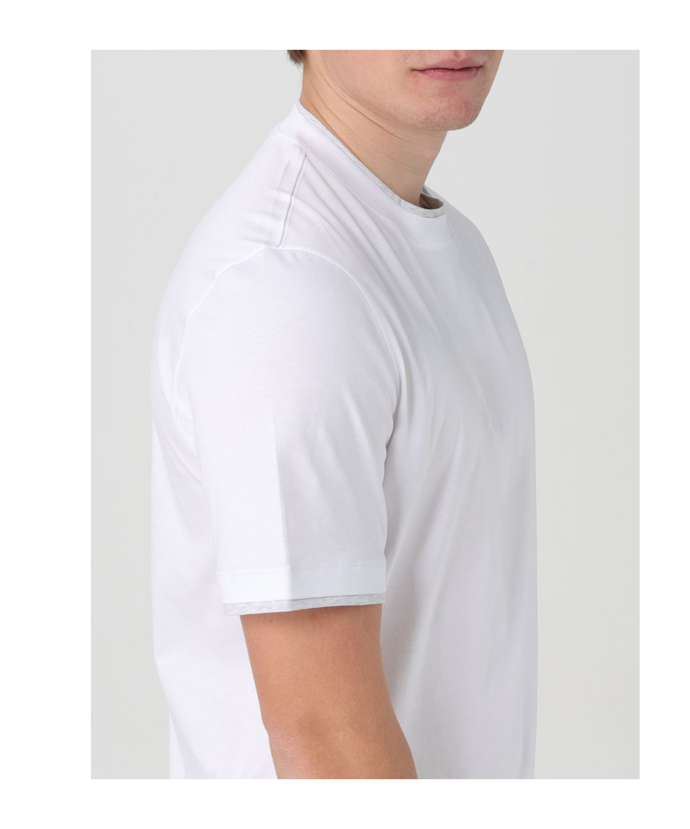 Brunello Cucinelli White Cotton Faux Layering T-shirt In White
