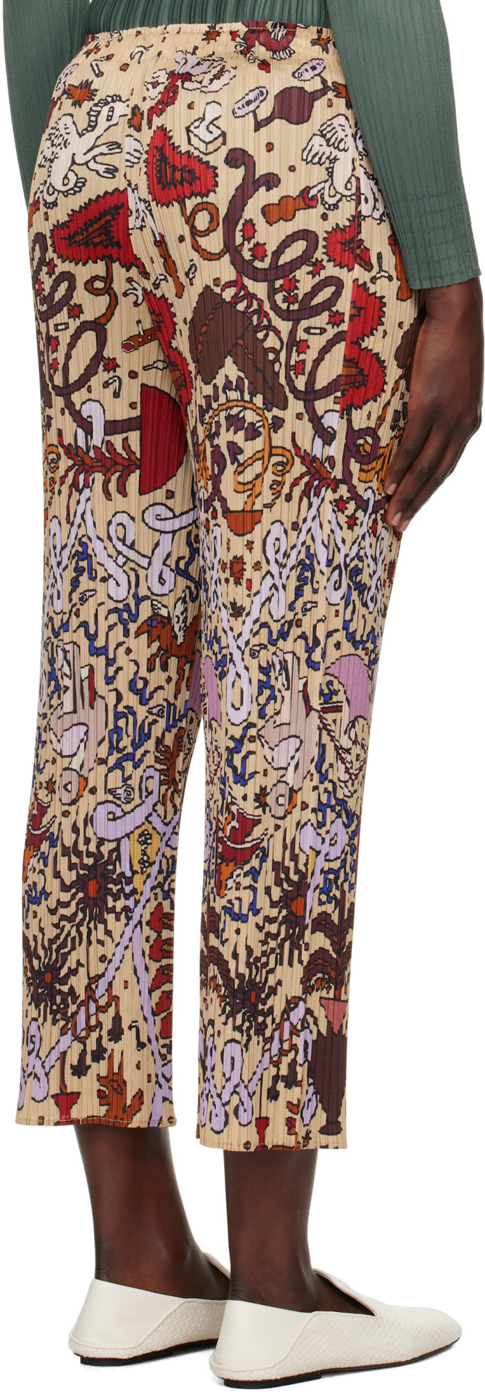 Issey Miyake Elastic Waist Casual Pants In Multicolor