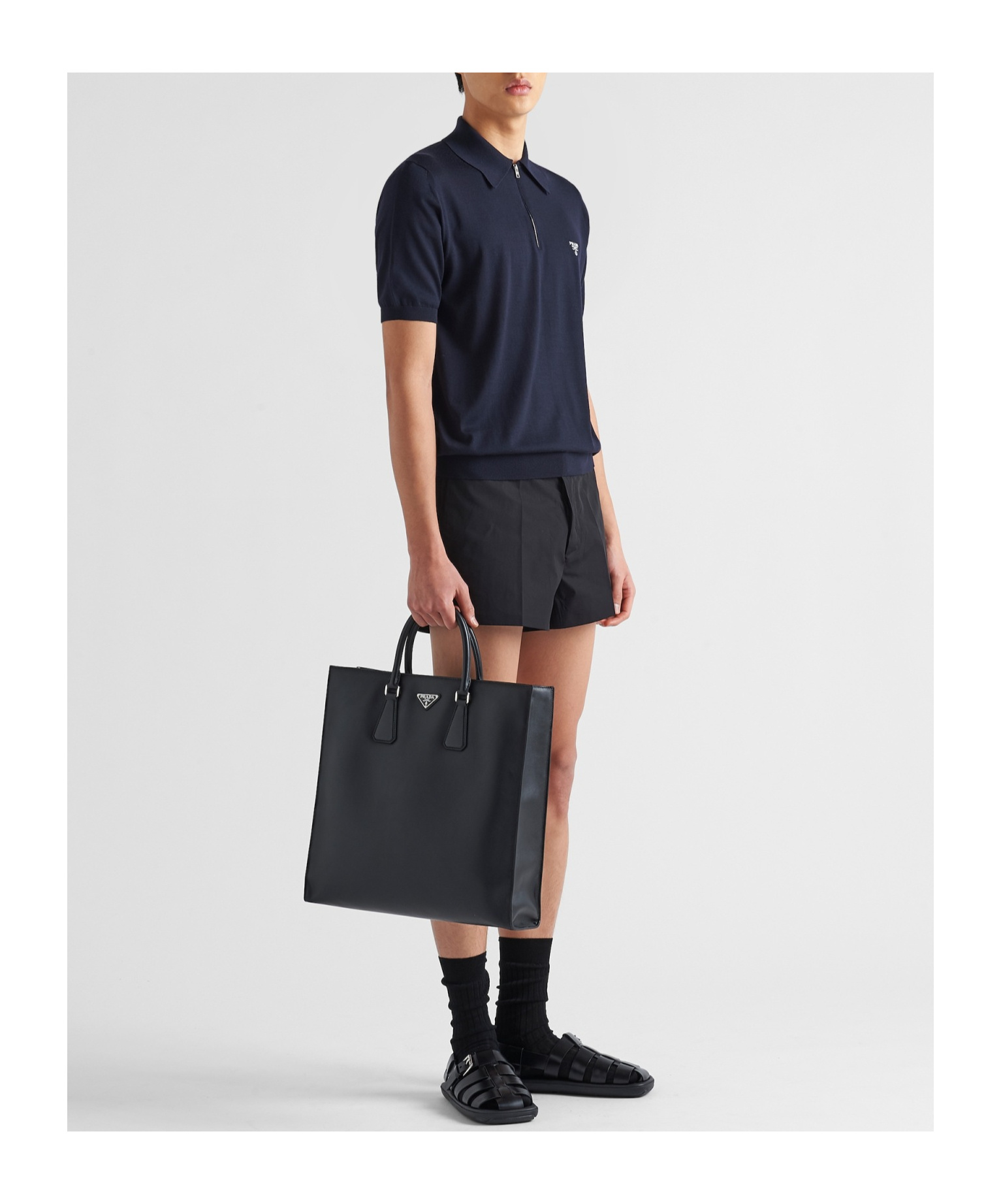 Prada Superfine Wool Polo Shirt In Blue