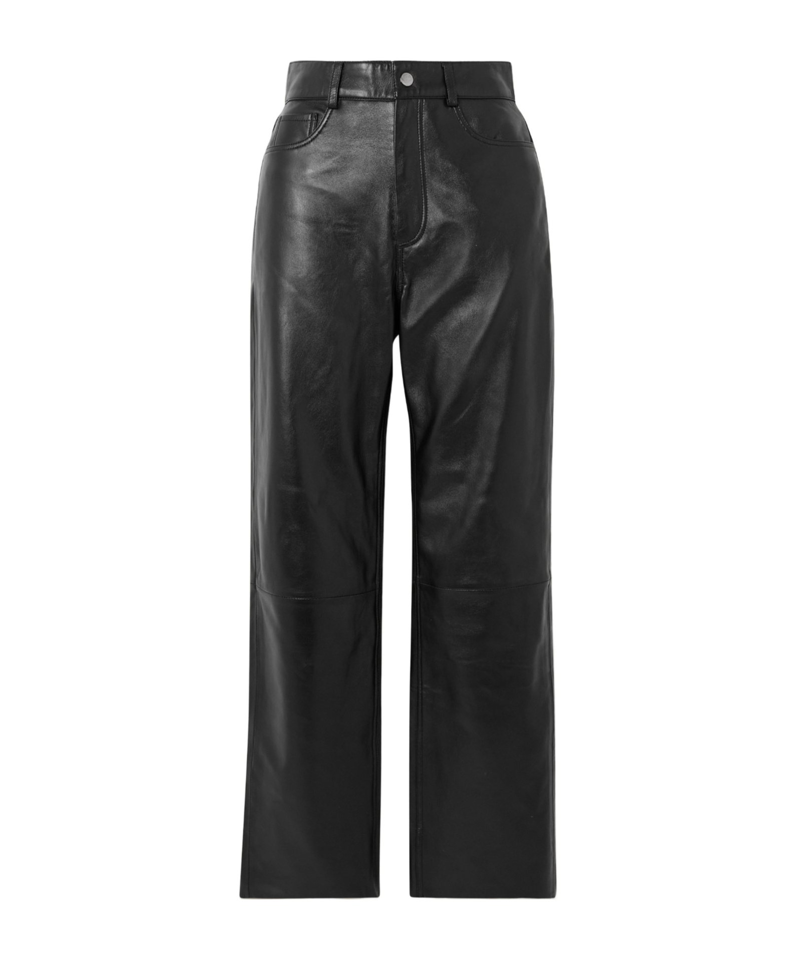 Nour Hammour Billy Paneled Leather Straight Pants In Black