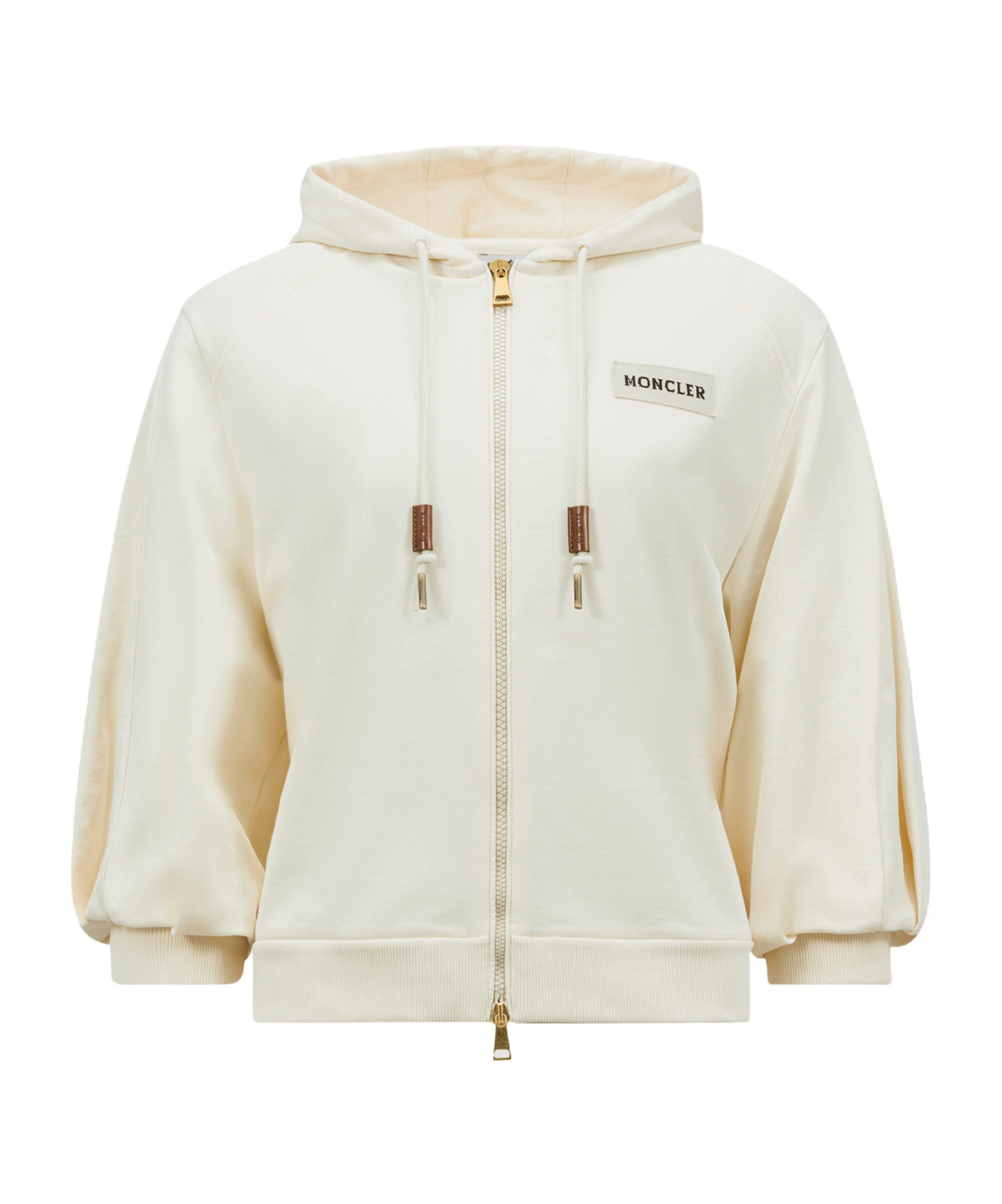 Moncler Sweat Zippé En Coton In Nude