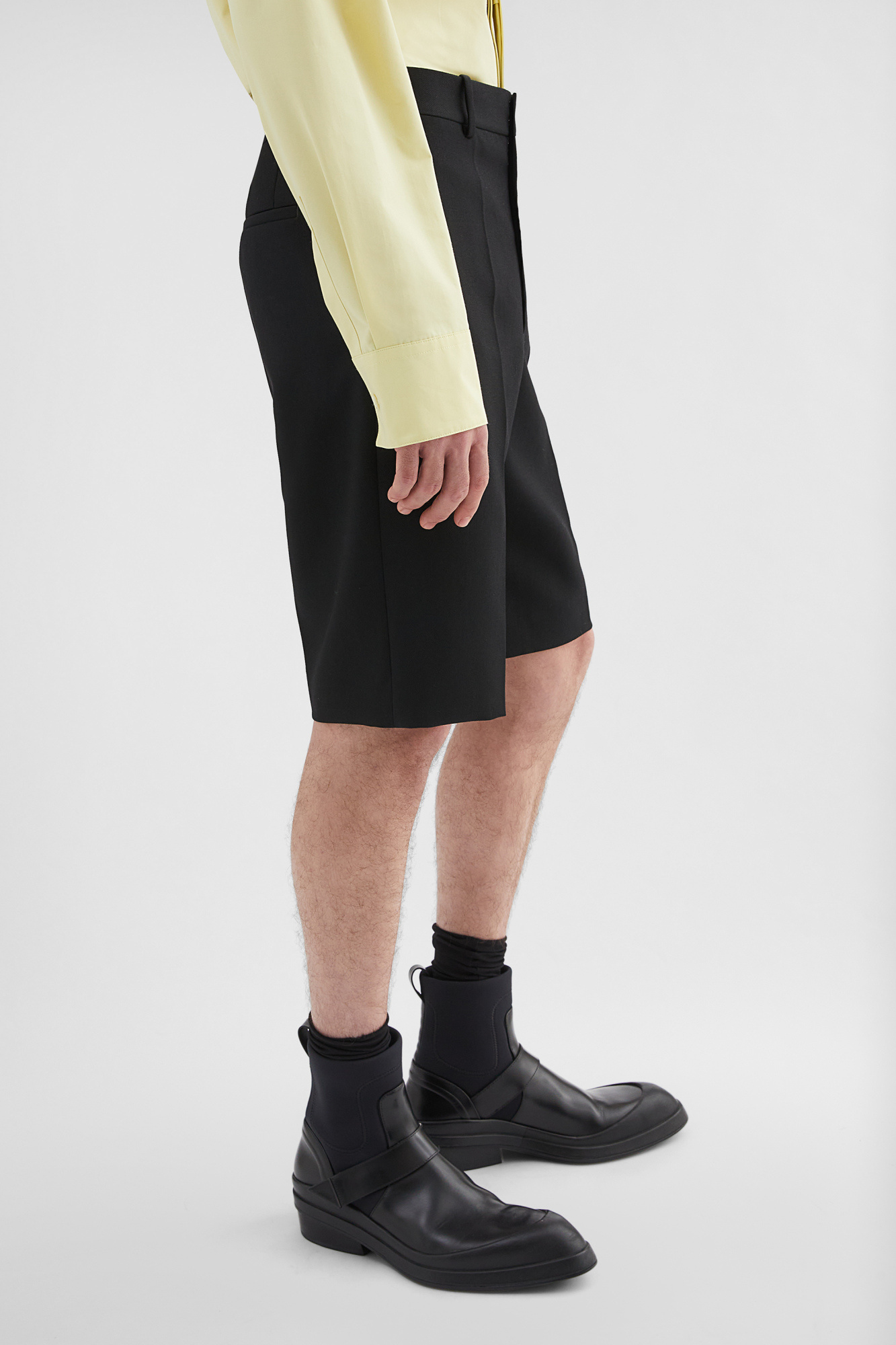 Jil Sander Straight-leg Textured Wool Shorts In Black