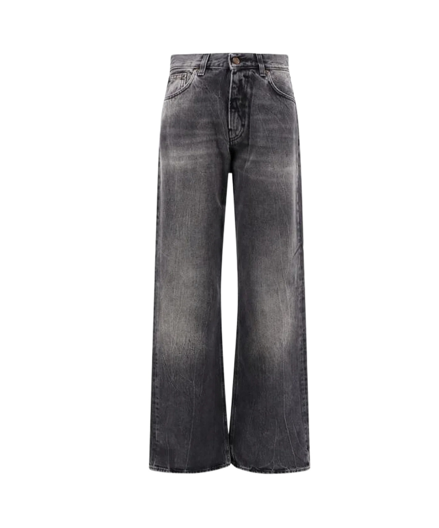 Haikure 'korea' Grey Jeans With Faded Effect And Logo Patch On The Back In Black